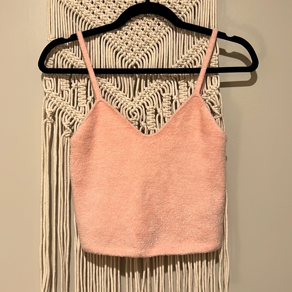 Alice and Olivia Pink Fuzzy Crop Top